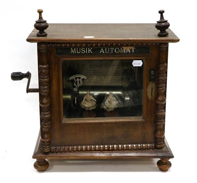 Lot 5084 - Musik Automat Music Box with 6" cylinder playing 8 aires, tune indicator, with two dancing...