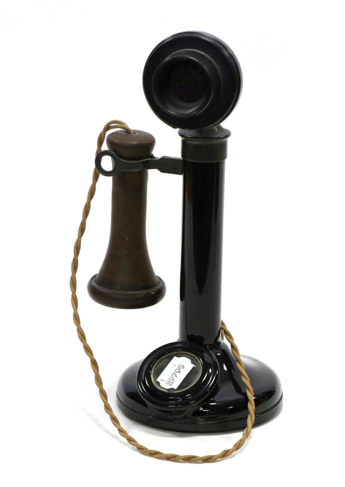 Lot 5106 - Candlestick Telephone GPO 150 with later type transmitter head and Bakelite earpiece (dial removed