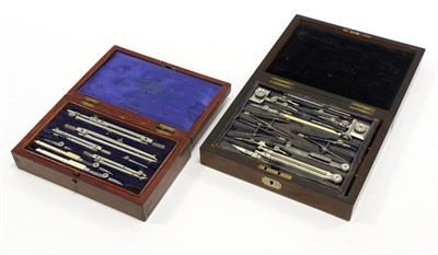 Lot 5126 - Set Of Drawing Instruments in mahogany case with lift out drawer; upper section contains compasses