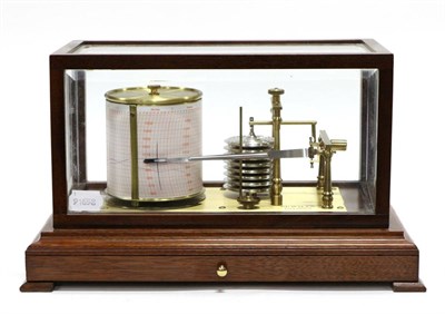 Lot 5129 - Sewills (Liverpool) Modern Barograph with eight vacuum sections and brass frame, in stained...