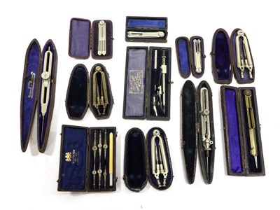 Lot 5141 - Various  Drawing Instruments mostly single instruments in cases (13)