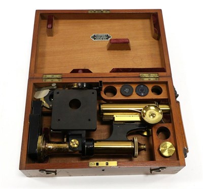 Lot 5169 - W Watson & Sons Microscope no.17814, in lacquered/black lacquered finish, with fine/course...