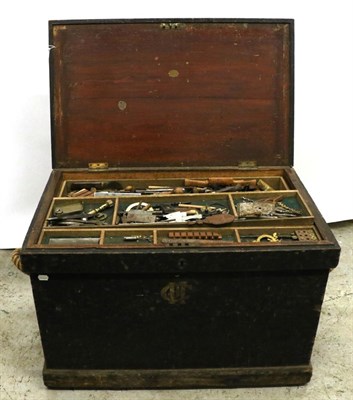 Lot 5188 - A Large Pine Toolbox by Charles Mills Bradford with Fitted Interior, containing lift out trays...