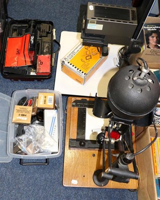 Lot 5209 - Leitz Focomat Enlarger together with Durst M670 BW Enlarger, JVC Video camera and a box of assorted