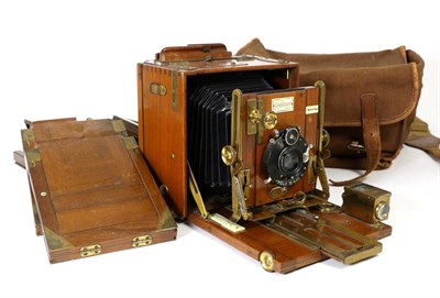 Lot 5228 - Sanderson Tropical Model Plate Camera with Carl Zeiss Jena Protarinse VII 220mm lens, mahogany body