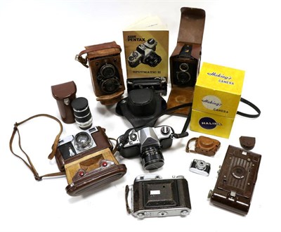 Lot 5247 - Various Cameras including Halina AI, Voigtlander Superb, Voigtlander Brilliant, Kodak No.2 Hawkette