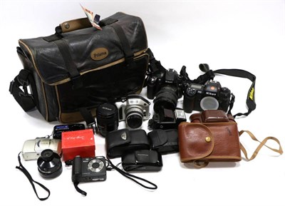 Lot 5250 - Various Cameras including Nikon D80 with Nikkor VR ED f3.5-5.6 120mm lens; Nikon F100; Nikkor...