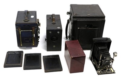 Lot 5259 - Various Large Box Cameras including Ensign Reflex Model B; Graflex Series B with Ross f4.5 7...