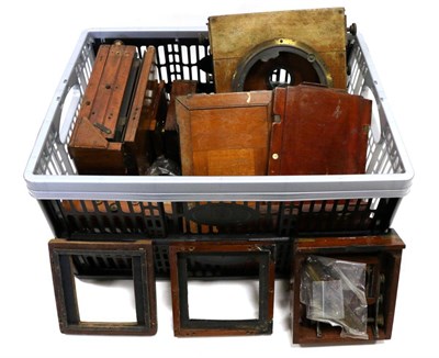 Lot 5262 - Various Mahogany Plate Camera Bodies And Parts including Underwood Instanto body, The...