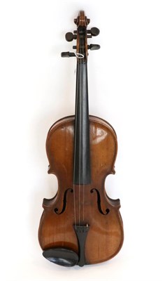 Lot 5010A - Violin 13.25"; two piece back, ebony fingerboard and tailpiece, has double purfling to front...