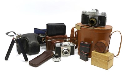 Lot 5213A - Nikkormat FT Camera no.4187264 with Nikkor HC Auto f2 50mm lens; a few other cameras and a pair...