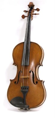 Lot 2008 - Violin 13 1/4"; two piece back, ebony fingerboard, smaller size child's violin with string...