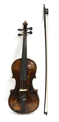 Lot 2013 - Violin 14 1/8"; one piece back, no label but is stamped 'Stainer' on the back under the button,...