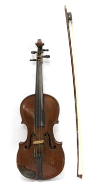 Lot 2015 - Violin 14"; one piece back, with label reading 'Andr. Guarnerio Cremonensis Faciebat Anno 17', with