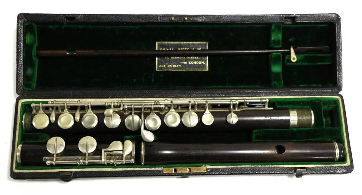 Lot 2027 - Rudall, Carte and Co, Ltd Three Piece Rosewood Flute open G# key mechanism, serial number 4896,...