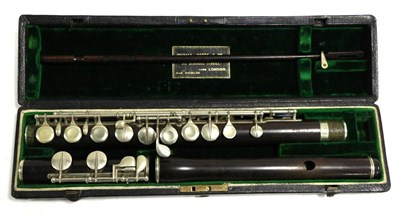 Lot 2027 - Rudall, Carte and Co, Ltd Three Piece Rosewood Flute open G# key mechanism, serial number 4896,...