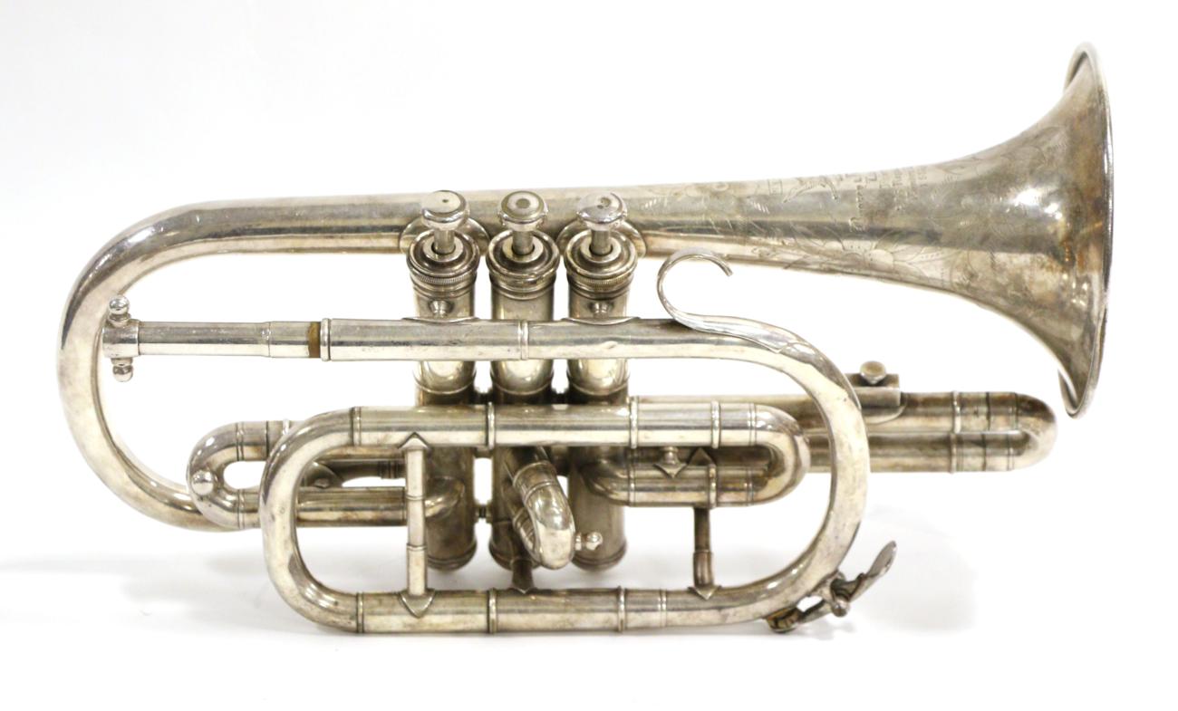 Lot 2032 - Boosey & Hawkes Ltd Cornet no.153941, converted from high pitch to low pitch, in period fitted case