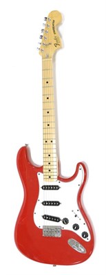 Lot 2039 - Fender Stratocaster Guitar no.S970450, Made in USA, bullet neck adjuster, red body with white...