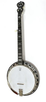 Lot 2049 - Deering Sierra 5 String Banjo 11"; head, ebony fingerboard with decorative inlay pattern as...