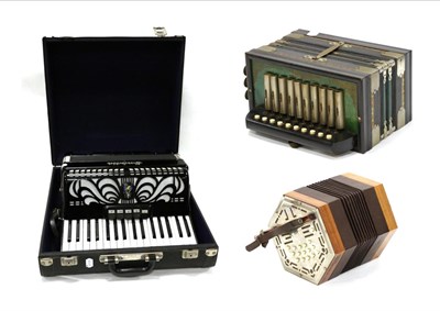 Lot 2054 - Concertina Hohner International AC3060 30 button Anglo Duet system; Melodian no makers name 10...