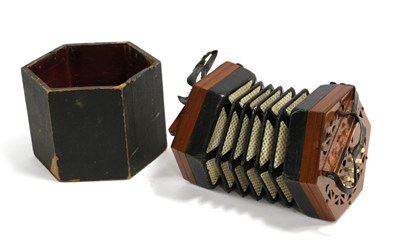 Lot 2055 - Lachenal & Co Anglo Concertina no. 85435 with 20 buttons, in manufacturers box (lacks lid)