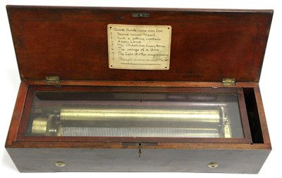 Lot 2058 - Cylinder Music Box stamped 2340, playing 8 aires with 13"; cylinder, single piece comb,...