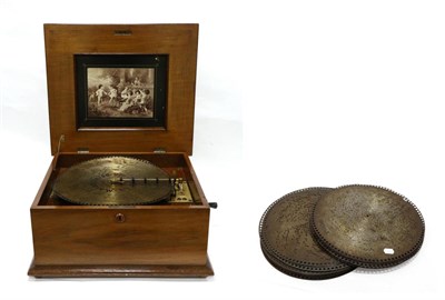 Lot 2059 - Polyphon Musical Disc Music Box, with lever operated gilt metal movement numbered 91326, 16.5cm...