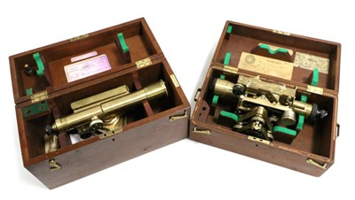 Lot 2086 - E R Watts Surveyors Level  no.16738, with reversible barrel, in original case with makers and other