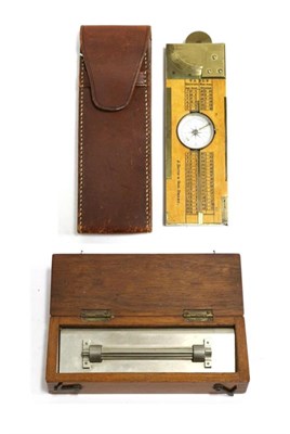 Lot 2092 - J Davis & Son (Derby) Surveyors Folding Rule with brass fittings,  integral compass, sight and...