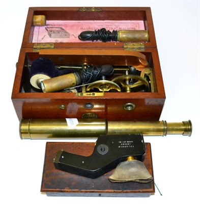 Lot 2094 - Mixed Instruments, including a Magneto Electric Machine by Maw Son & Thompson, a lacquered...