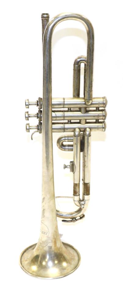 Lot 2063 - Broadway Trumpet with two main tuning slides and has fitted rotor valve to transpose a...