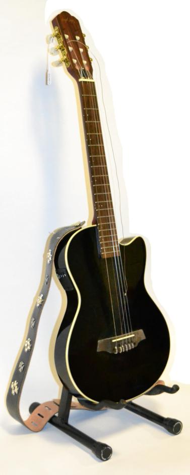 Lot 2067 - Angel Lopez EC3000CBK Electro Acoustic Guitar with black body, in soft case