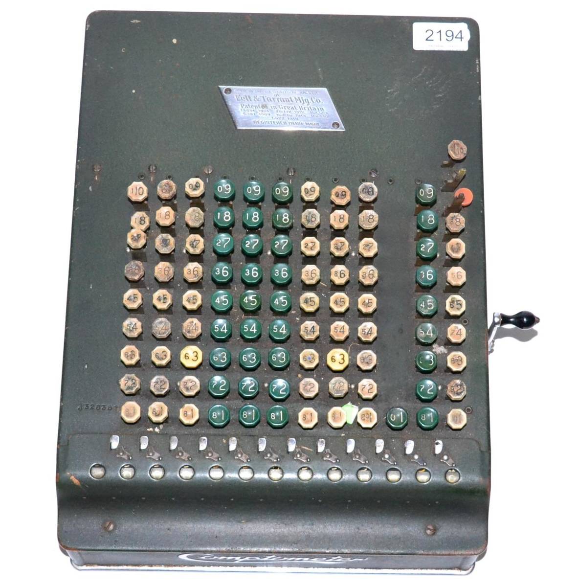 Lot 2194 - A 'Comptometer' Adding Machine by Fell & Tarrant Mfg Co., last patent 1913