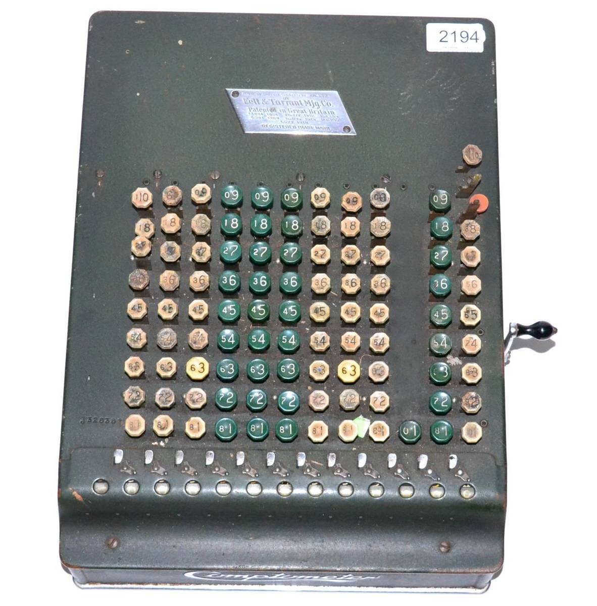 Early Comptometer Machine Lot 2194 - A 'Comptometer' Adding Machine by Fell