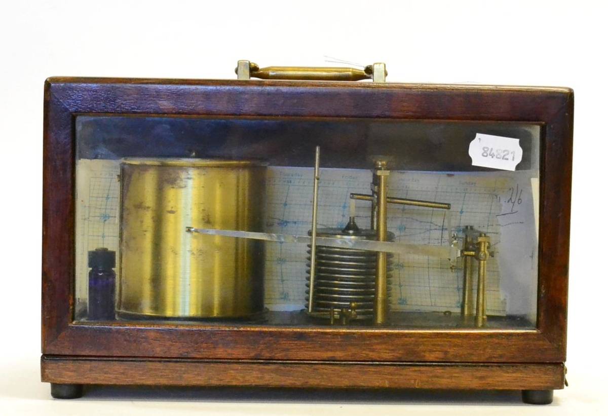 Lot 2207 - Negretti & Zambra (London) Barograph with twelve vacuum sections. brass frame and ink bottle,...