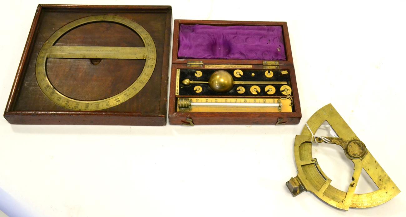 Lot 2217 - Troughton & Simms (London) 360 Degree Protractor in mahogany case (tarnished) Wilton protractor...