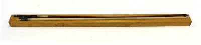 Lot 2 - C A Hoyer Violin Bow with ebony frog, white metal mounts, Parisian eye, in home made wooden case