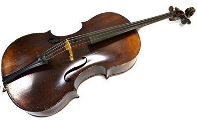 Lot 4 - Cello two piece back 29.5";, painted on purfling,  ebony fingerboard, with violin box, in soft case