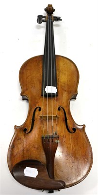 Lot 13 - Motti Violin 14.25"; two piece back, stamped '... Montebello' under button on back