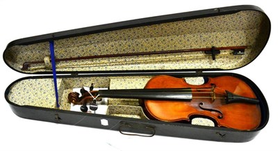 Lot 20 - Violin 14"; one piece back, labelled 'Heinrich Schwarz Geigenmacher Leipzig 1894', ebony...
