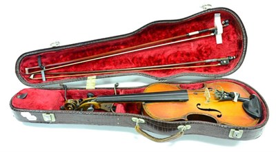 Lot 23 - Violin 14"; two piece back, Stradivarius copy, back of scroll reads 'Conservatory Violin...