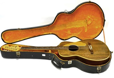 Lot 52 - Fender Newporter Acoustic Guitar no.232582 (1968)  with gold scratchplate, darkwood top, sides...