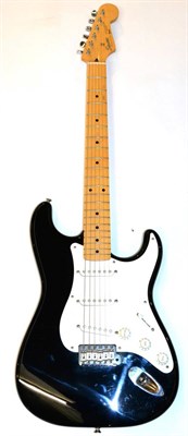 Lot 58 - Fender Squier Stratocaster Guitar 1993 no.O030398 Made in Japan. black body with white...