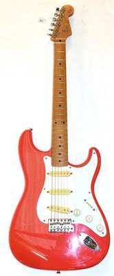 Lot 59 - Fender Squier Stratocaster Hank Marvin Signature Guitar K028707 Made in Japan, red finish with...
