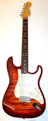 Lot 60 - Fender Stratocaster Guitar 1994 T019558 (Made in Japan) with flametop finish and faux...