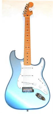 Lot 62 - Fender Stratocaster Guitar no.MZ1085004 Made in Mexico, semi-metallic blue body with cream...