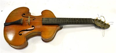 Lot 81 - Fretted Zither of violin type construction made with violin timber, unmarked