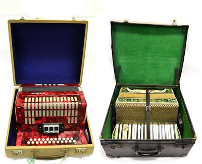 Lot 87 - Meteor Button Accordion with eight bass buttons and 23 treble buttons (in good working order)...