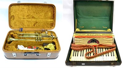 Lot 92 - Soprani Three Accordion 120 bass buttons and 41 key keyboard, cased: together with F. Besson...