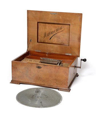 Lot 97 - Hamonia Tabletop Disc Music Box playing 16.25"; discs, with single piece comb, with Nicole...